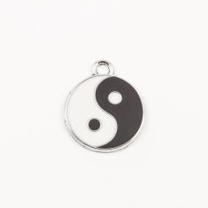 Yin & Yang Ασημί με Σμάλτο (2.3x2cm)