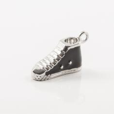 Silver Shoe Black Enamel (2.2x1.5cm)