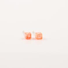 Earrings Dice Orange (3mm)