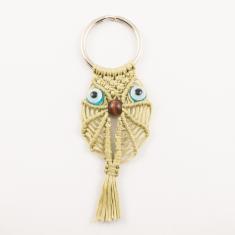 Key Ring Knitted Owl Beige