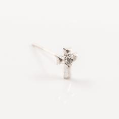 Επιπλατινωμένο Σκουλαρίκι Μύτης Σταυρός