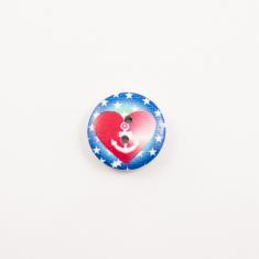 Ξύλινο Κουμπί Καρδιά & Άγκυρα