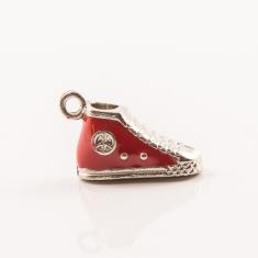 Silver Shoe Red Enamel 2.2x1.5cm