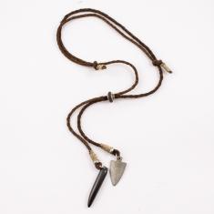 Leather Necklace Brown Tooth-Arrow
