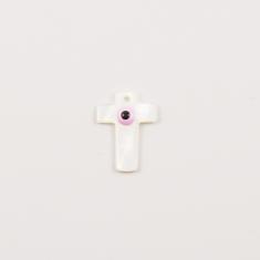 Φίλντισι Σταυρός Μάτι Ροζ (2.3x1.7cm)