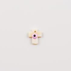 Φίλντισι Σταυρός Μάτι Ροζ (1.3x1.1cm)