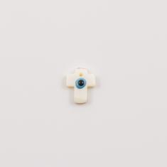 Φίλντισι Σταυρός Μάτι Γαλάζιο 1.3x1.1cm