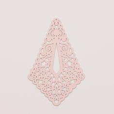 Metal Teardrop Filigree Pink 6.5x4cm