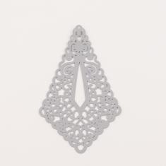 Metal Teardrop Filigree Gray 6.5x4cm