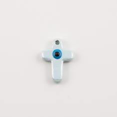 Κεραμικός Σταυρός-Μάτι Γαλάζιος 3x2.1cm