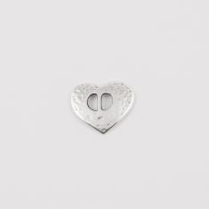 Κούμπωμα Καρδιά Ασημί 2.5x2.2cm