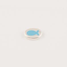 Item Fish Silver Enamel Light Blue