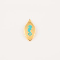 Gold Plated Item Seahorse Enamel Teal