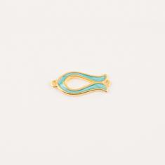 Gold Plated Fish Teal Enamel 2.8x1.3cm