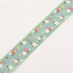 Linen Ribbon Seafoam Flowers