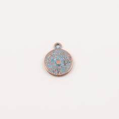 Phaistos Disc Oxidized Blue 1.9x1.5cm