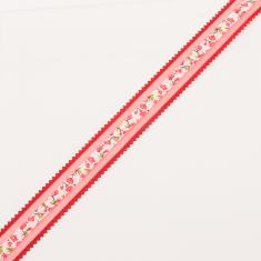 Ribbon Red Floral 2.5cm