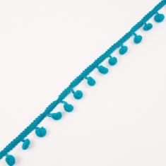 Braid with Pom Poms Turquoise (12mm)