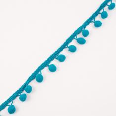 Braid with Pom Poms Turquoise (15mm)