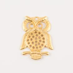 Gold Plated Metal Owl 4.7x3.5cm