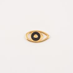 Gold Plated Eye Black Enamel 2.5x1.3cm
