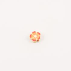 Λουλούδι Φίμο Πορτοκαλί-Λευκό (1cm)
