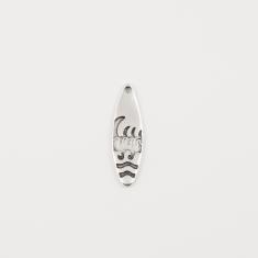 Metal Surfboard Silver 3.3x1.2cm