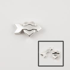 Magnetic Clasp Heart-Arrow Silver