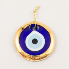 Γυάλινο Μάτι Μπλε-Χρυσό (7cm)