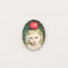 Oval Glass Girl-Apple 3.5x2.5cm