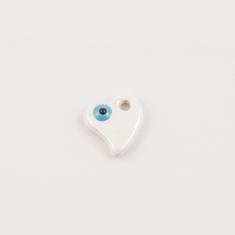 Ceramic Heart-Eye White 1.9x2cm
