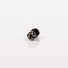 Σκουλαρίκι Streching Μαύρο Σκακιέρα 3mm