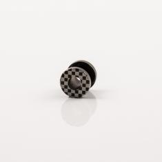 Σκουλαρίκι Streching Μαύρο Σκακιέρα 6mm