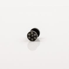 Σκουλαρίκι Streching Μαύρο Κρανία 4mm