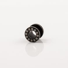 Σκουλαρίκι Streching Μαύρο Κρανία 8mm