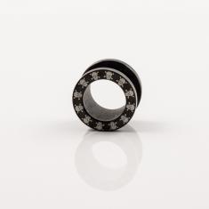 Σκουλαρίκι Streching Μαύρο Κρανία 12mm