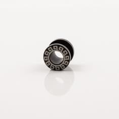 Σκουλαρίκι Streching Μαύρο Μαίανδρος 8mm