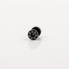 Σκουλαρίκι Streching Μαύρο Yin Yang 4mm