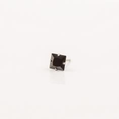 Earring Square Zirgon Black 6mm