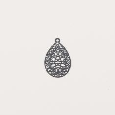 Filigree Τeardrop Grey 1.5x2.5cm