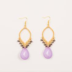 Gold Plated Earrings Lilac Crystals