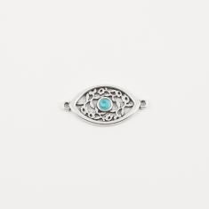 Oval Perforated Eye Silver 3.7x1.9cm