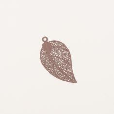 Metal Leaf Filigree Brown 3.9x2.1cm