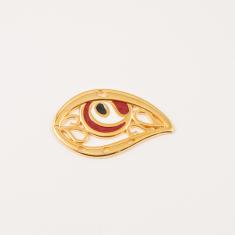 Gold Plated Eye Enamel Red 6.2x3.7cm