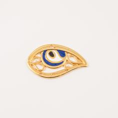 Gold Plated Eye Enamel Blue 6.2x3.7cm