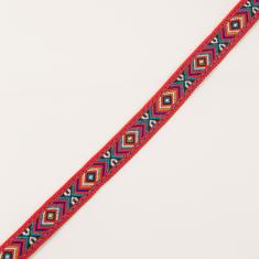Κορδέλα Ethnic Κόκκινη 18mm