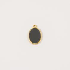 Gold Plated Item Gray Enamel 2.4x1.6cm