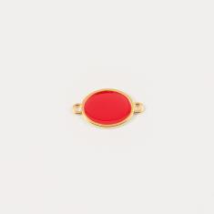Gold Plated Item Red Enamel 2.8x1.6cm