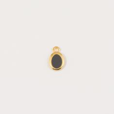 Gold Plated Item Gray Enamel 1.5x0.9cm