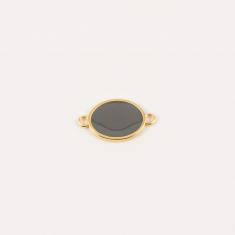 Gold Plated Item Gray Enamel 2.8x1.6cm